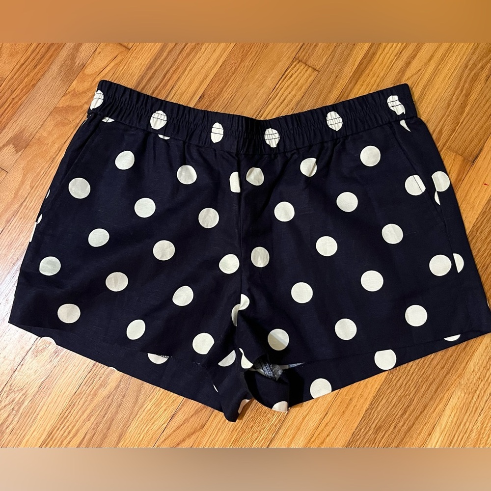 J Crew Navy Blue & White Polka Dot Shorts Size 12